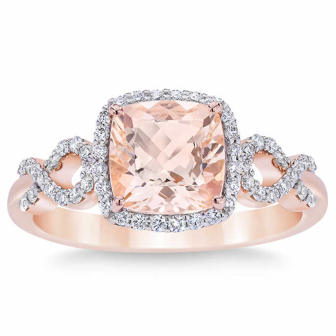 Morganite and Diamond 14kt Rose Gold Ring – Baazing