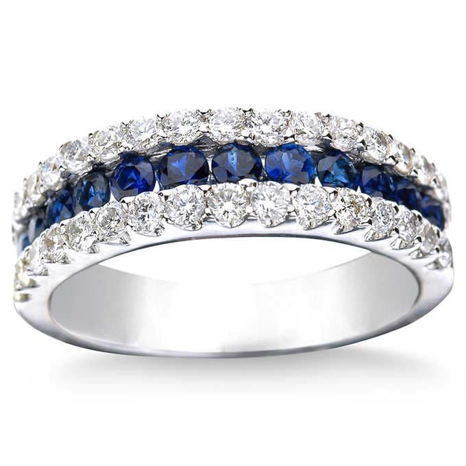 Blue Sapphire and Diamond 14kt White Gold Ring – Baazing